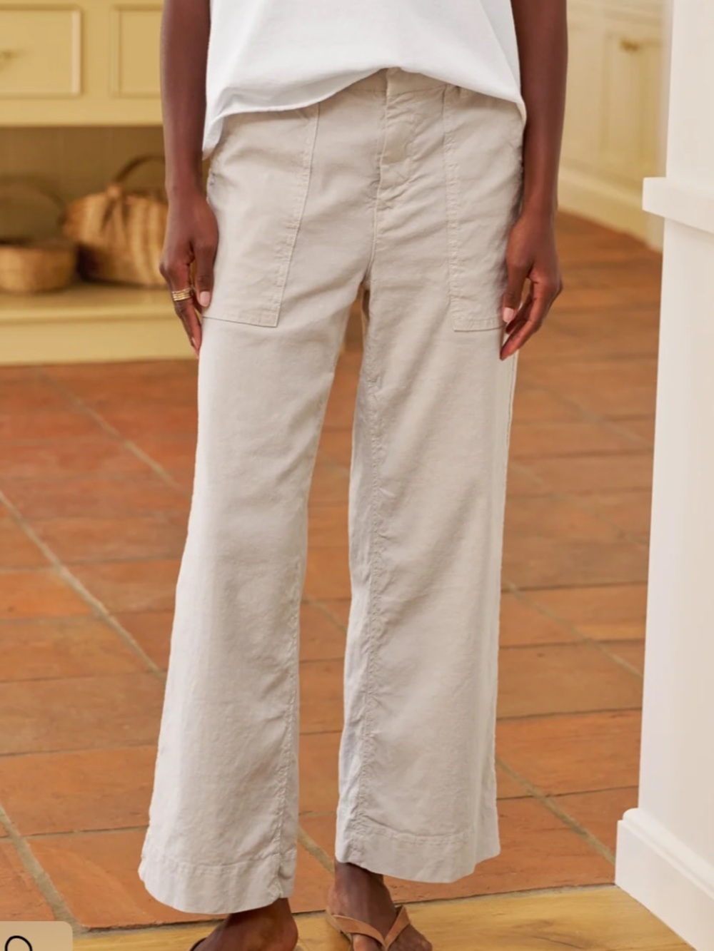 Frank & Eileen Wexford Patch Pocket Wide Leg Linen Pant